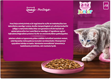 Whiskas Junior Pure Delight mureaa siipikarjaa hyytelössä 12x85g