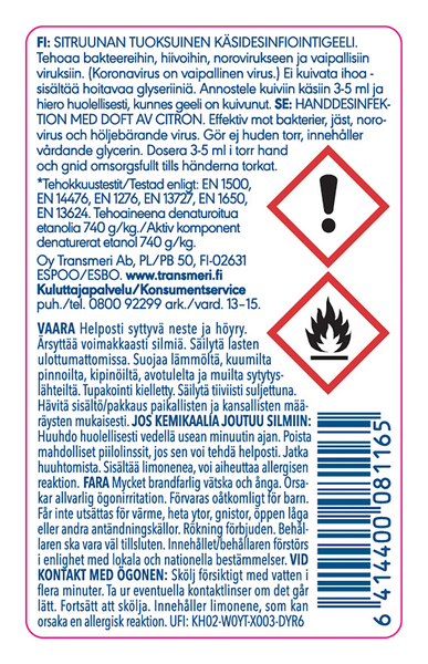 Medisoft käsidesinfiointigeeli 100m sitruuna