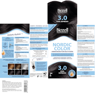 Biozell Professional Nordic Color kestoväri 3.0 2x60ml Cool Espresso ammoniakiton