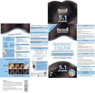 Biozell Professional Nordic Color kestoväri 5.1 2x60ml Ash Brown ammoniakiton