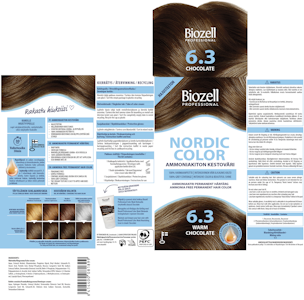 Biozell Professional Nordic Color kestoväri 6.3 2x60ml Chocolate Warm ammoniakiton