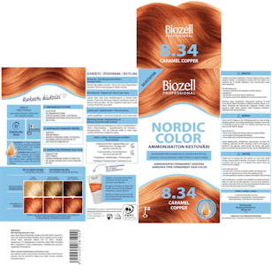 Biozell Professional Nordic Color kestoväri 8.34 2x60ml Caramel Copper ammoniakiton