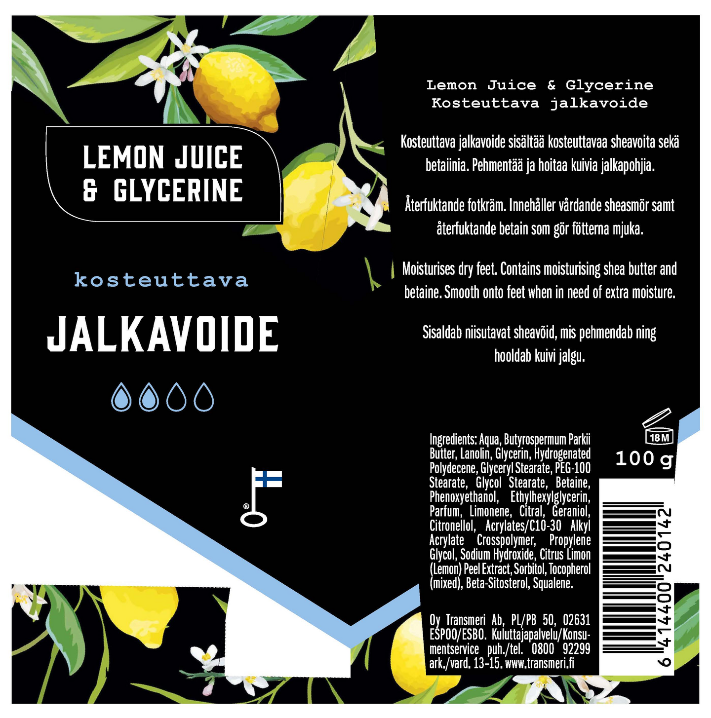 Lemon Juice & Glycerine Kosteuttava jalkavoide 100g
