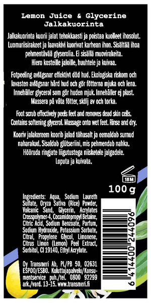 Lemon Juice & Glycerine jalkakuorinta 100g