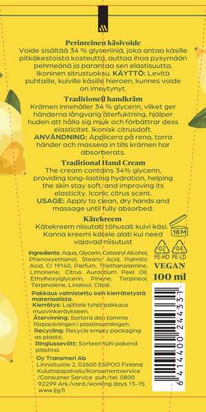 Lemon Juice and Glycerine Perinteinen käsivoide 100ml