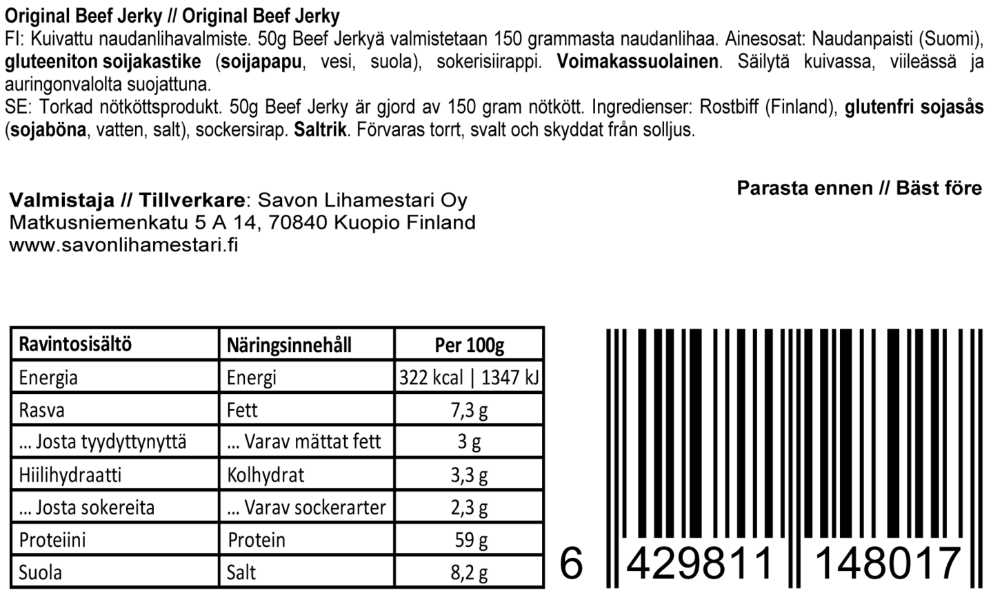 Savon Lihamestari Beef Jerky Original