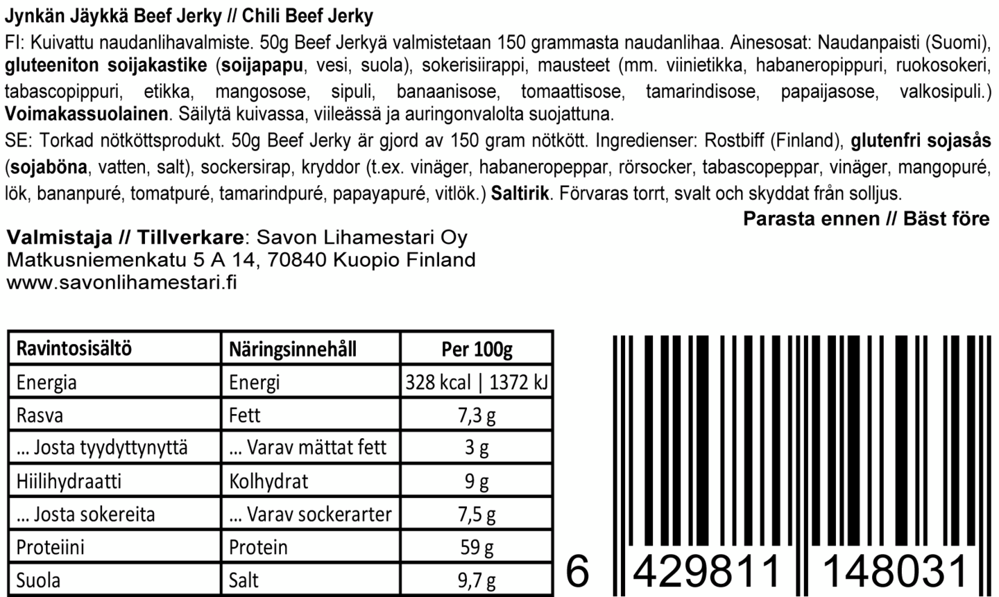 Savon Lihamestari Beef Jerky Jäykkä