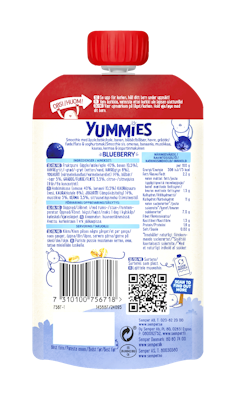 Semper Yummies smoothie mustikka 120g 1-3 v