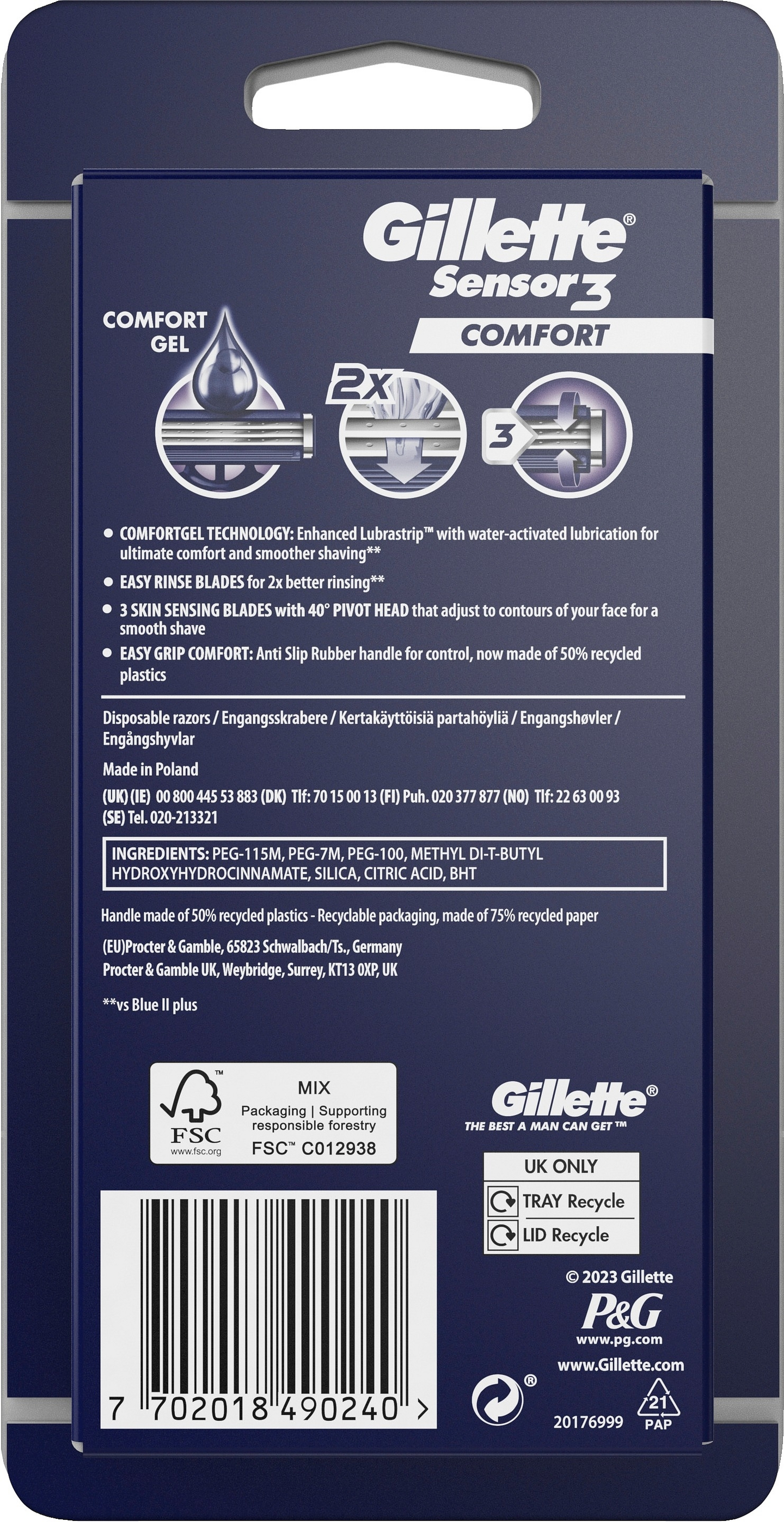 Gillette Sensor3 Comfort varsiterä 4kpl