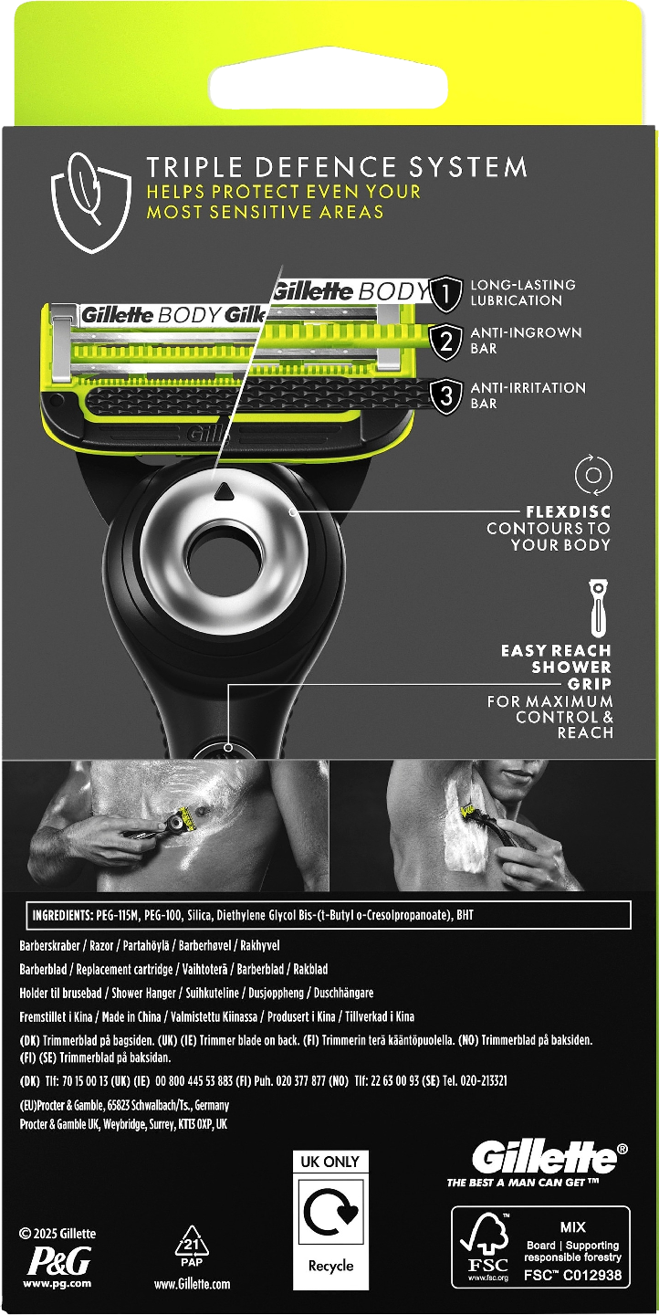Gillette Labs Body + Intimate partahöylä + 2 vaihtoterää + suihkuteline