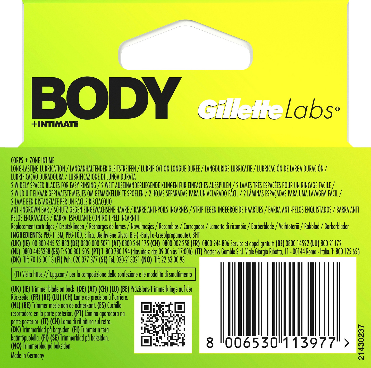 Gillette Labs Body + Intimate Blade 4kpl terä