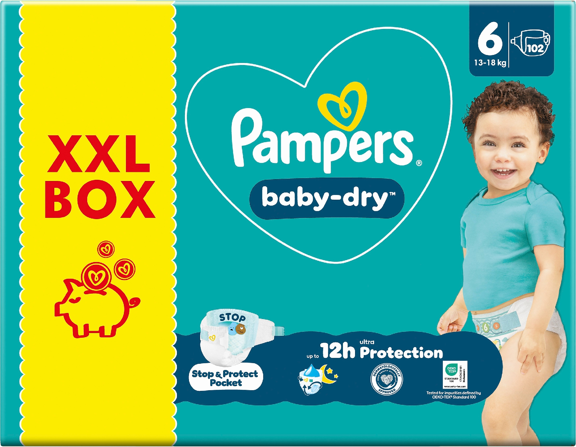 Pampers BabyDry S6 13-18kg 102kpl teippivaippa XXL-pakkaus