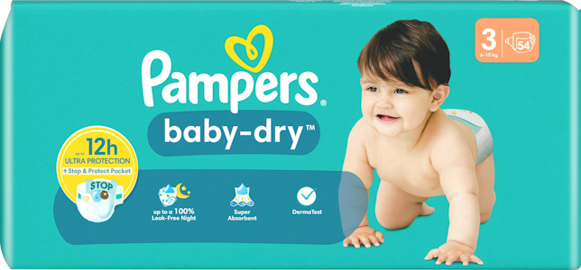 Pampers teippivaippa 54kpl Baby Dry S3 6-10kg