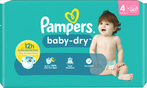 Pampers teippivaippa 47kpl Baby Dry S4 9-14kg