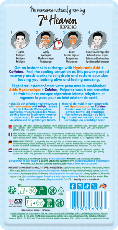 7th Heaven MEN Energy Boost miesten kankainen kasvonaamio 1kpl