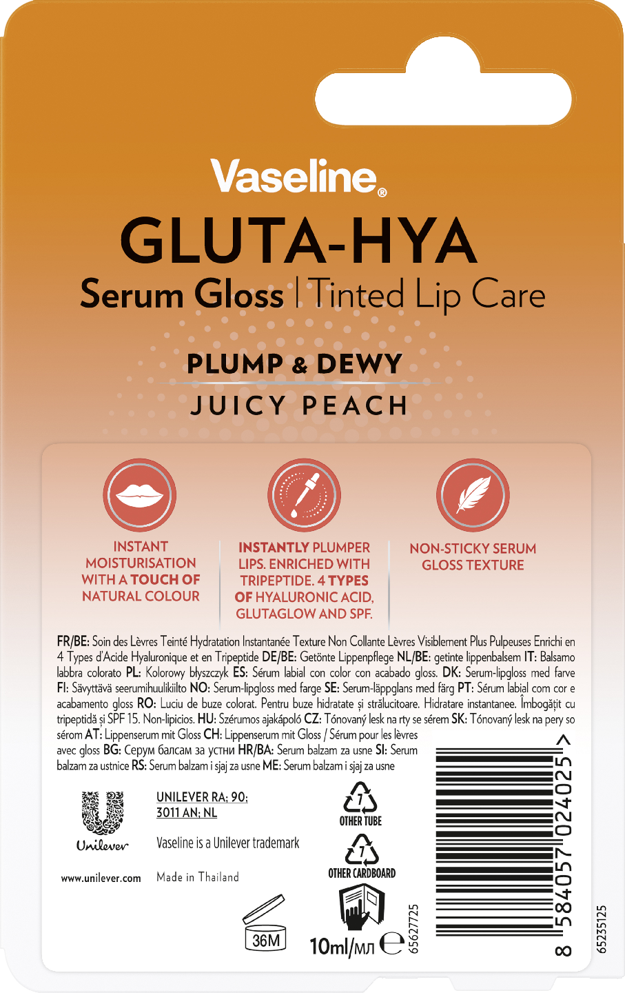 Vaseline Gluta-Hya Lip Serum Gloss Juicy Peach huuliseerumi  10 ml