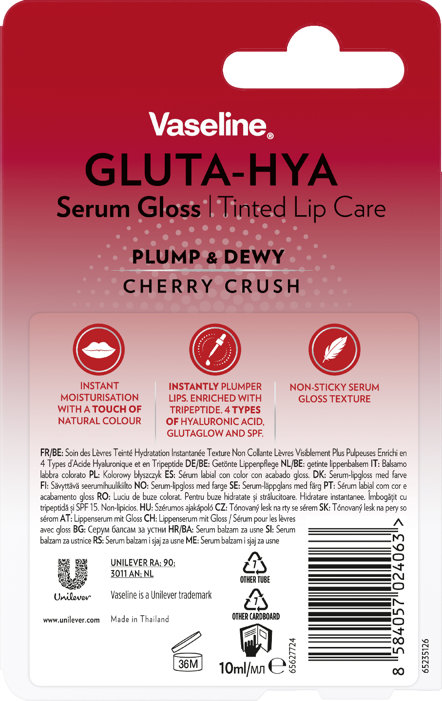 Vaseline Gluta-Hya Lip Serum Gloss Cherry Crush huuliseerumi  10 ml