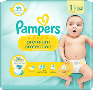 Pampers Premium Protection S1 2-5kg 24kpl teippivaippa