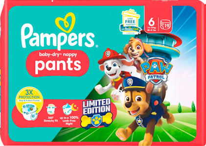 Pampers Baby Dry Nappy Pants S6 14-19kg 19kpl Paw Patrol housuvaippa