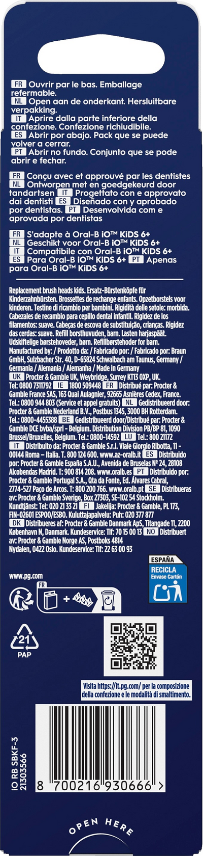 Oral-B iO Kids 6+ Spider-Man -vaihtoharja, 3 kpl