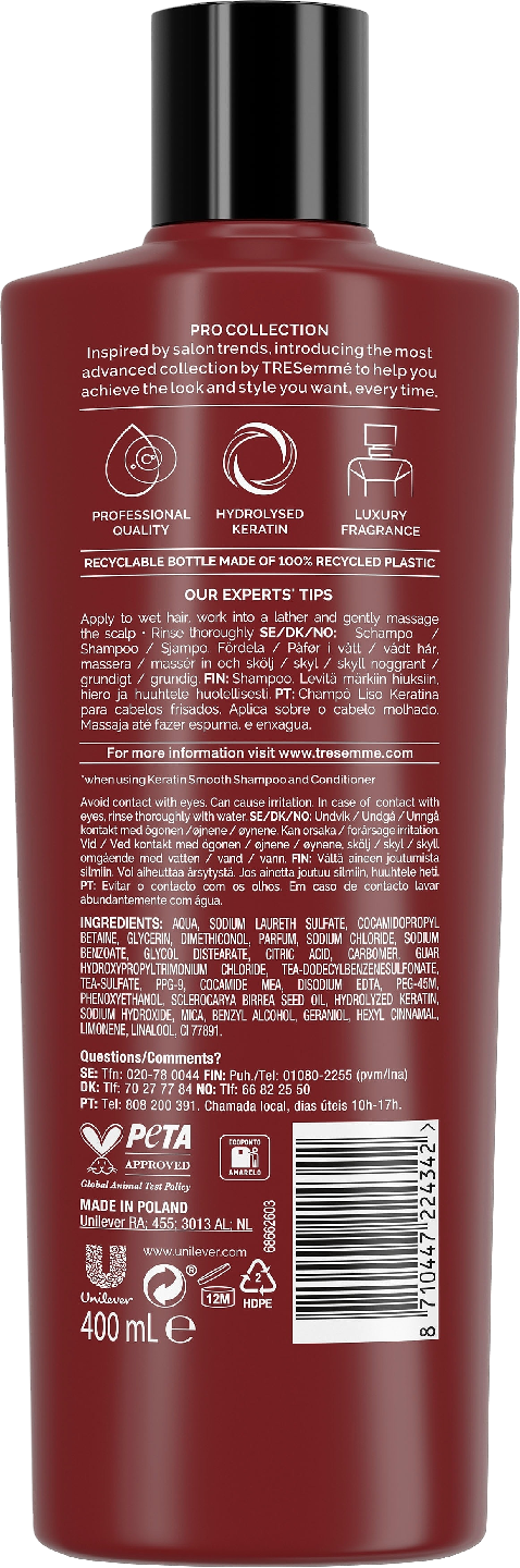 TreSemme shampoo 400ml Keratin Smooth