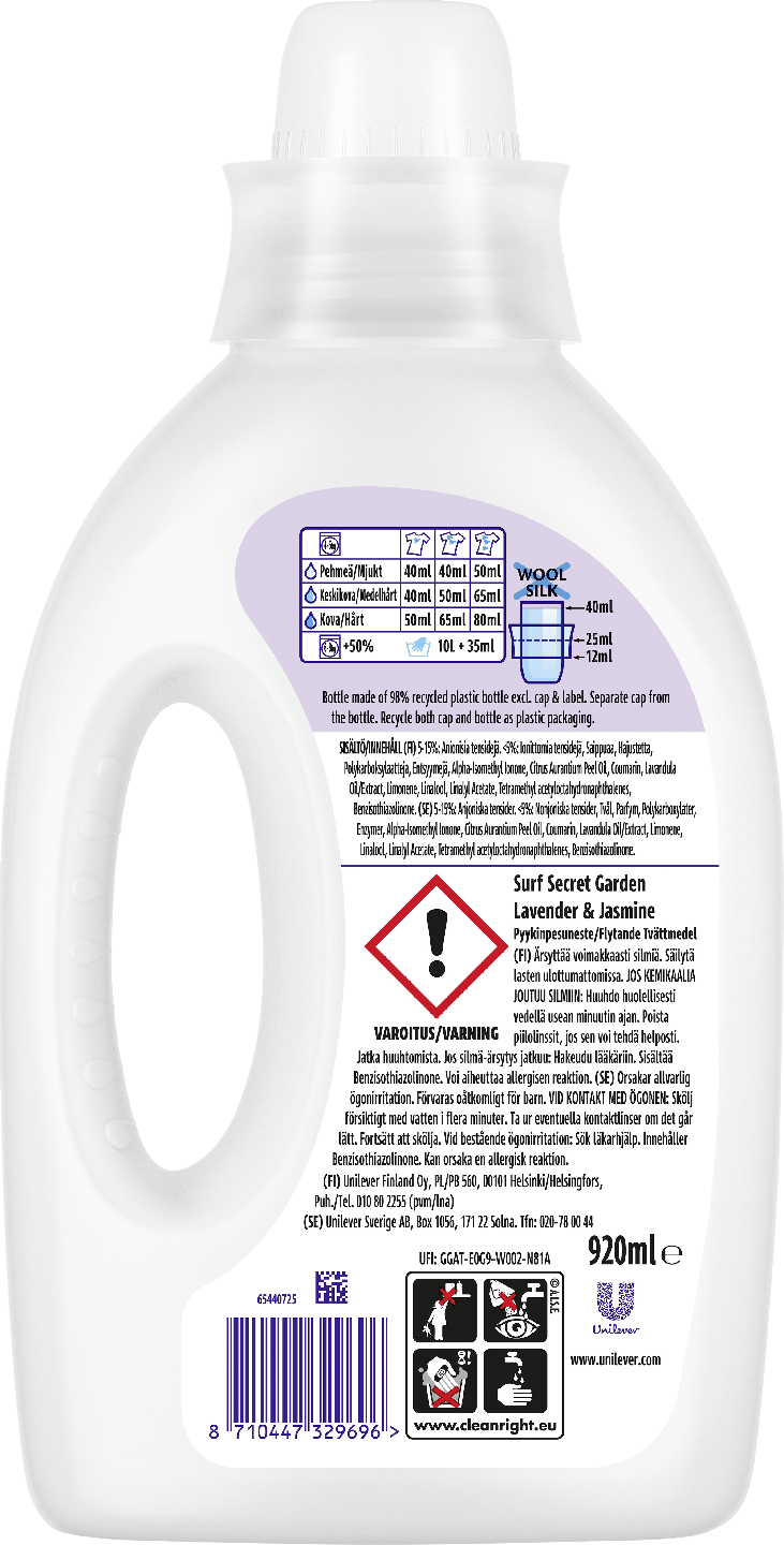 Surf pyykinpesuneste 920ml Secret Garden Lavender & Jasmine