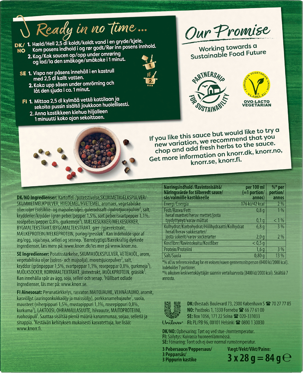 Knorr Kastikeaines 3 Pippurin kastike 3x28g