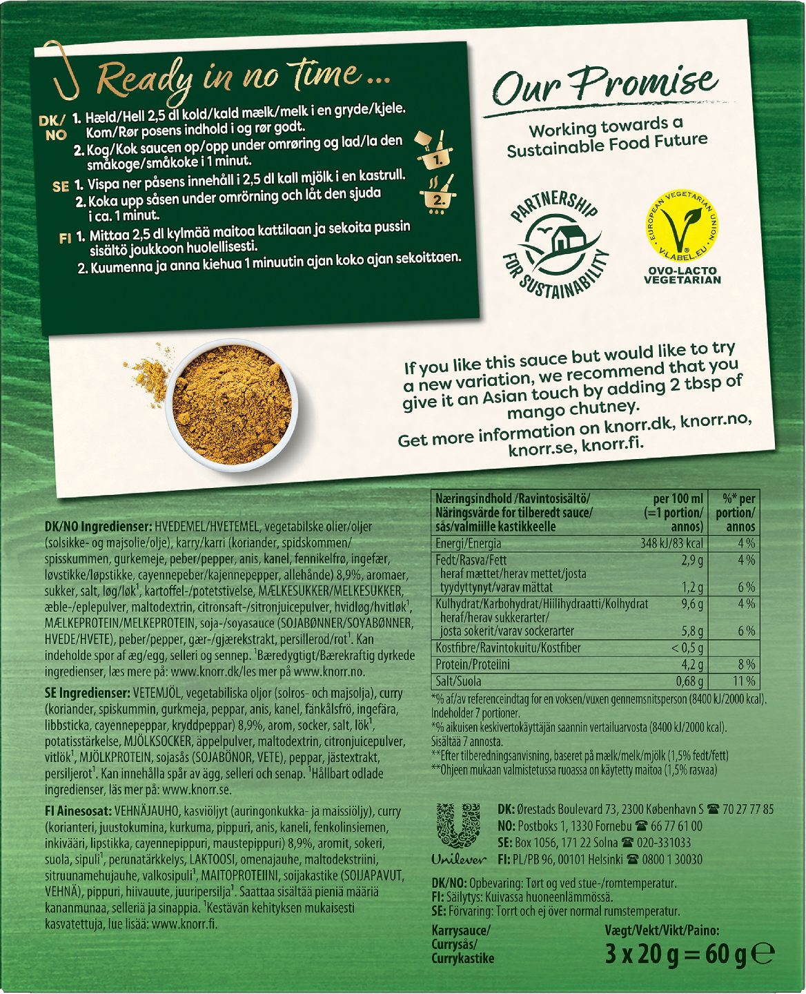 Knorr Kastikeaines Currykastike 3x20g