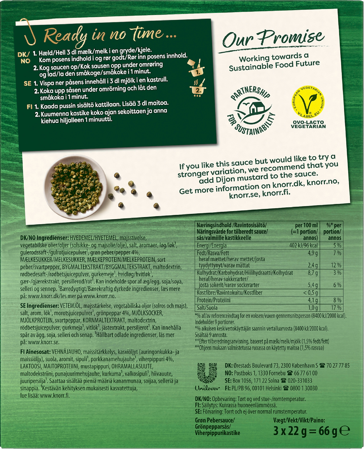 Knorr Kastikeaines Viherpippurikastike 3x22g