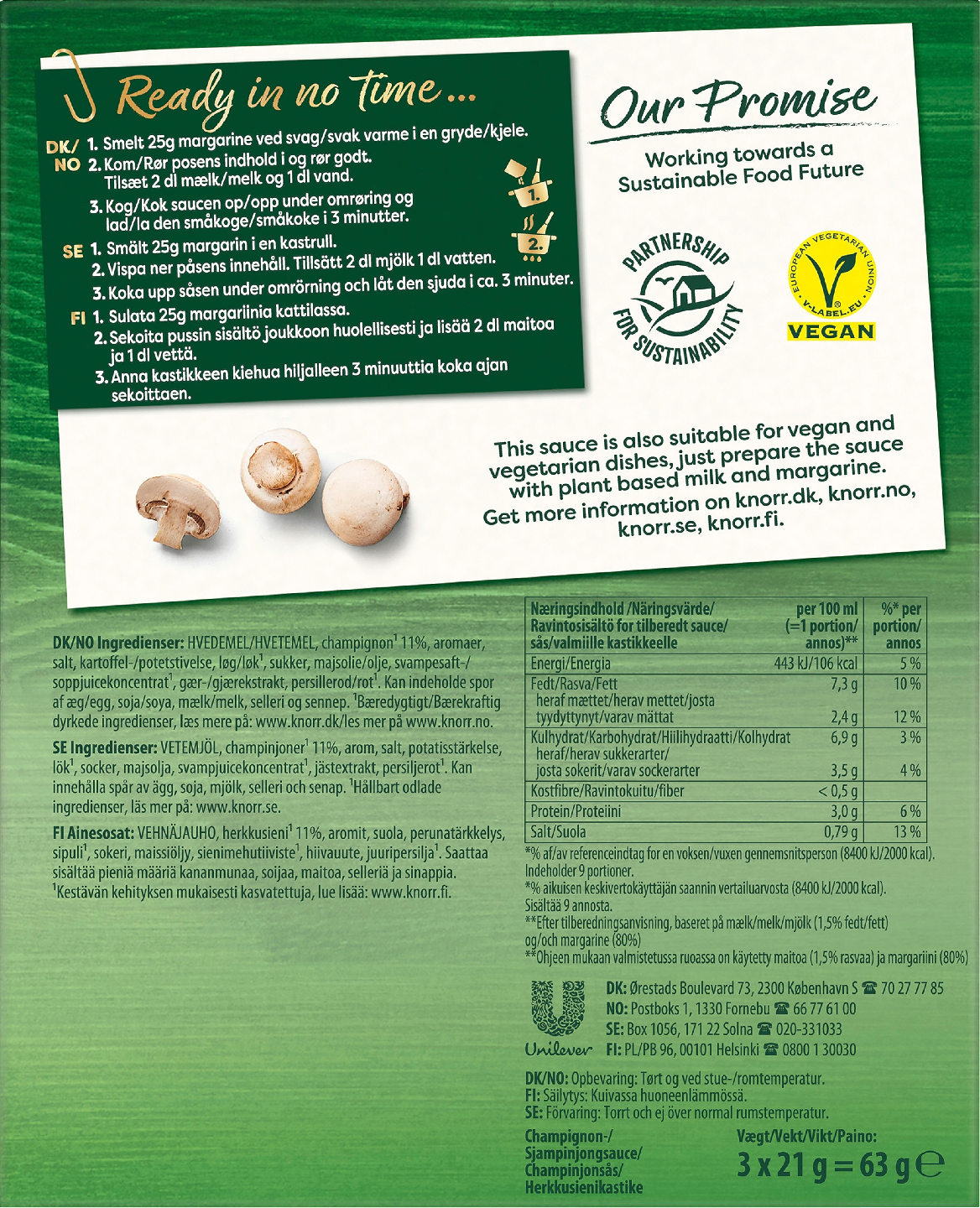 Knorr Kastikeaines Herkkusienikastike 3x21g