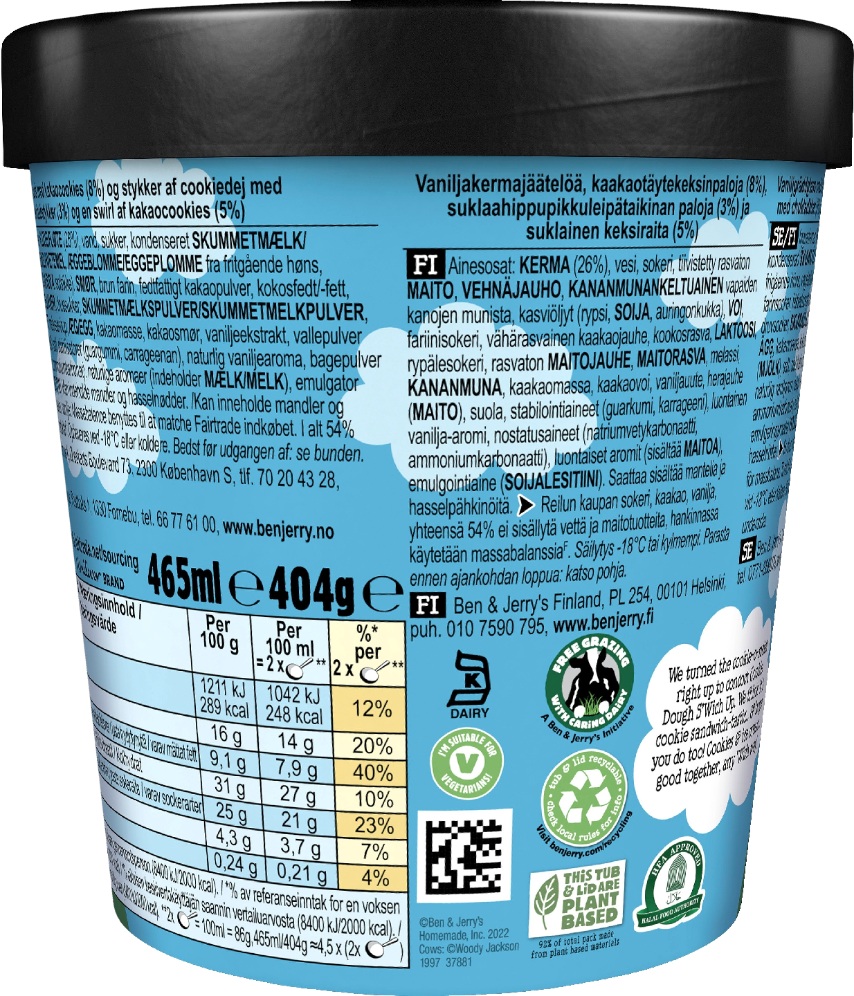 Ben & Jerry's jäätelö 465ml/404g Cookie Dough S'Wich Up