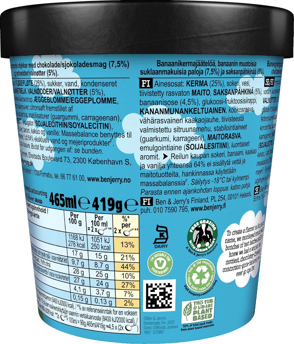 Ben & Jerry's Chunky Monkey Jäätelö 465 ml