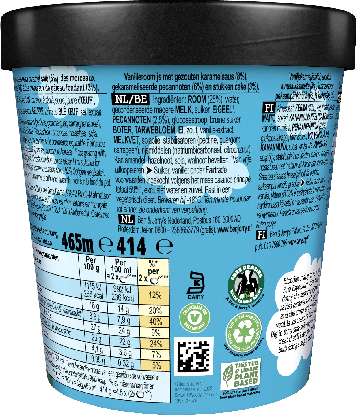 Ben & Jerry's Vanilla Pecan Blondie Jäätelö 465ml/414g