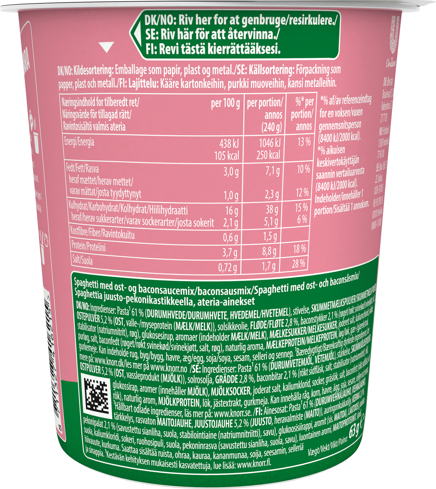 Knorr Snack Pot Carbonara 63g