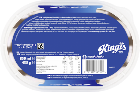 Kingis Orginal 850ml/435g vanilja