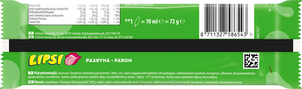 Lipsi limonadijäätelö 72g päärynä pa