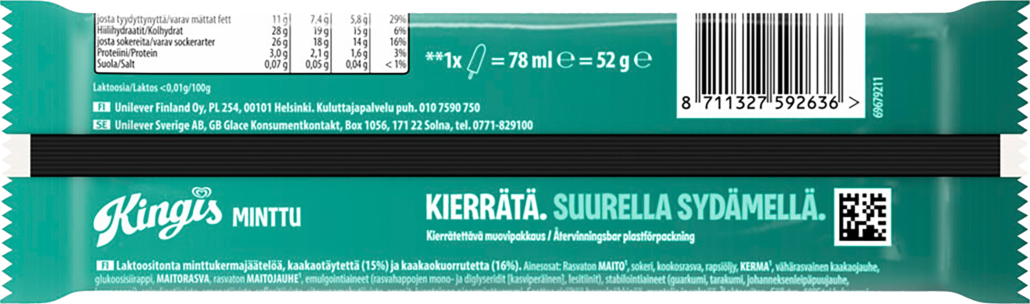 Kingis jäätelö 52g minttu laktoositon pa