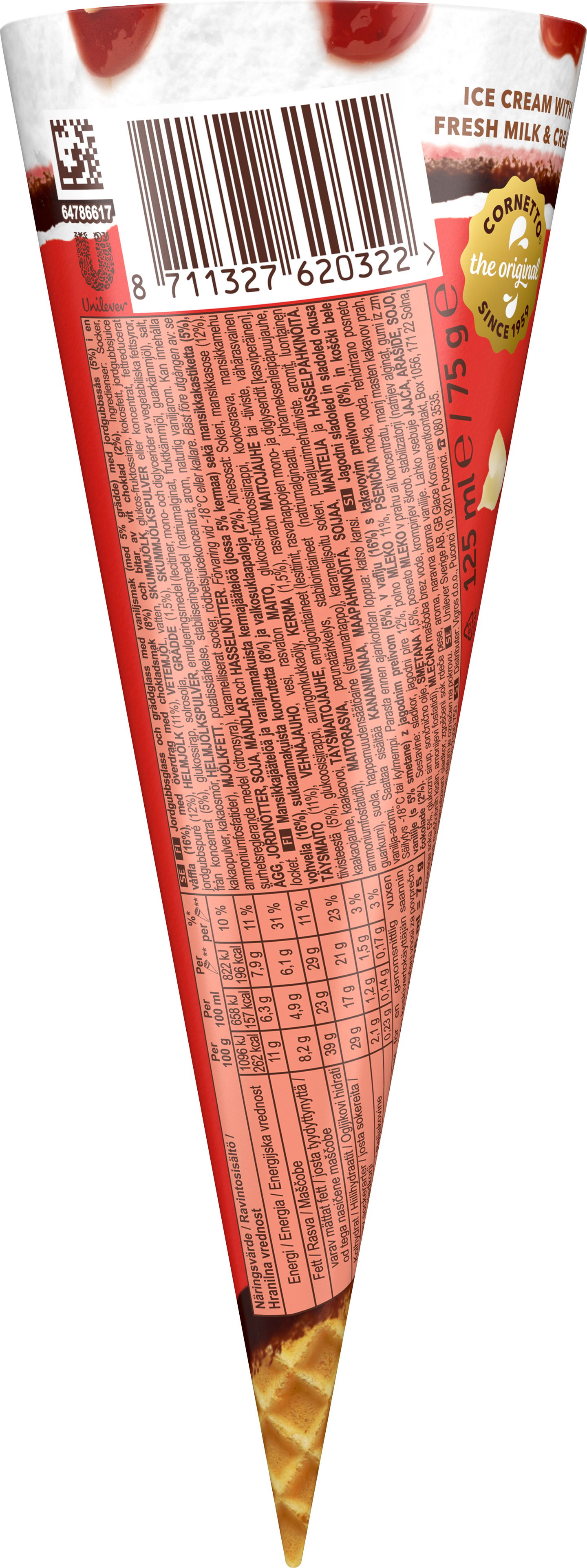 Cornetto Strawberry Jäätelö 125ml