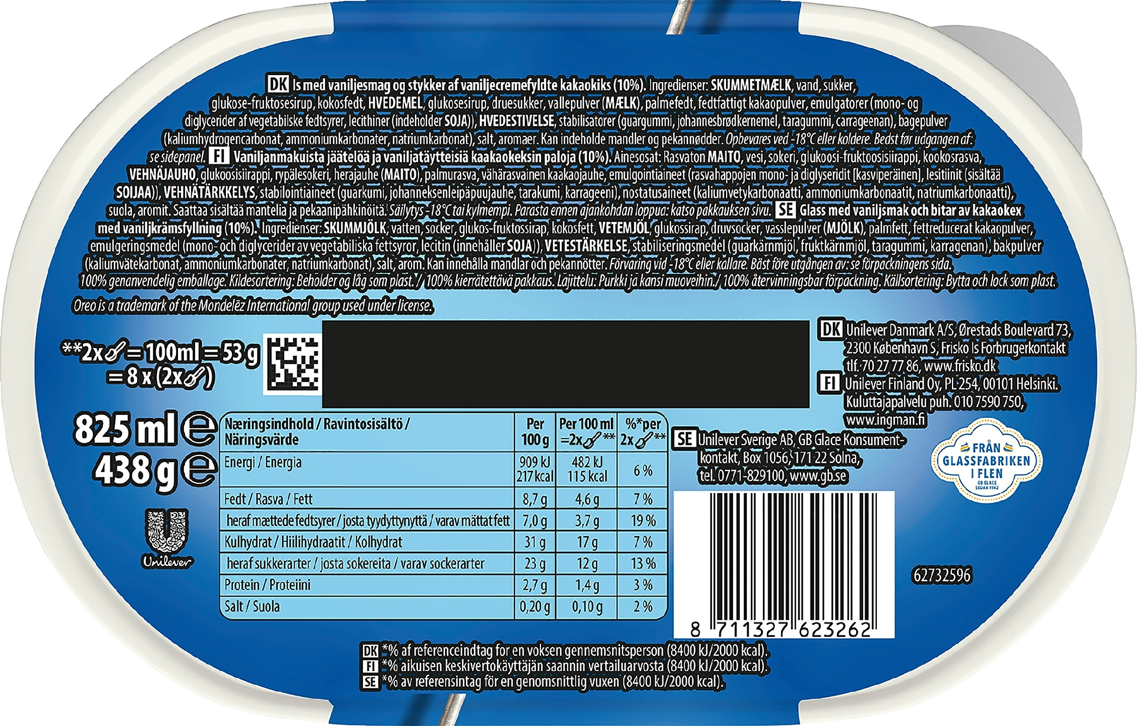 Oreo Jäätelö 825ml/438g