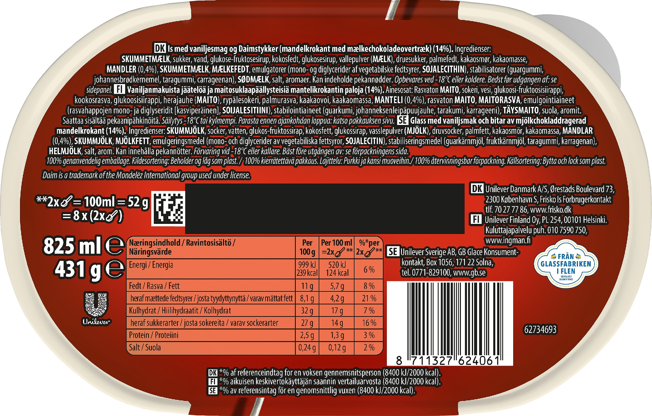 Daim Jäätelö 825ml/431g