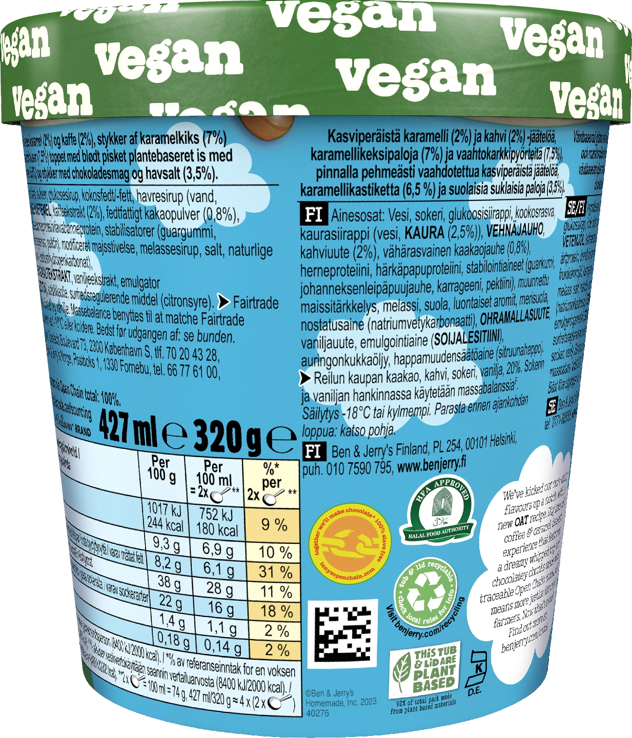 Ben & Jerry's Non-Dairy Caramel Café Sundae Jäätelö 427 ml/327g