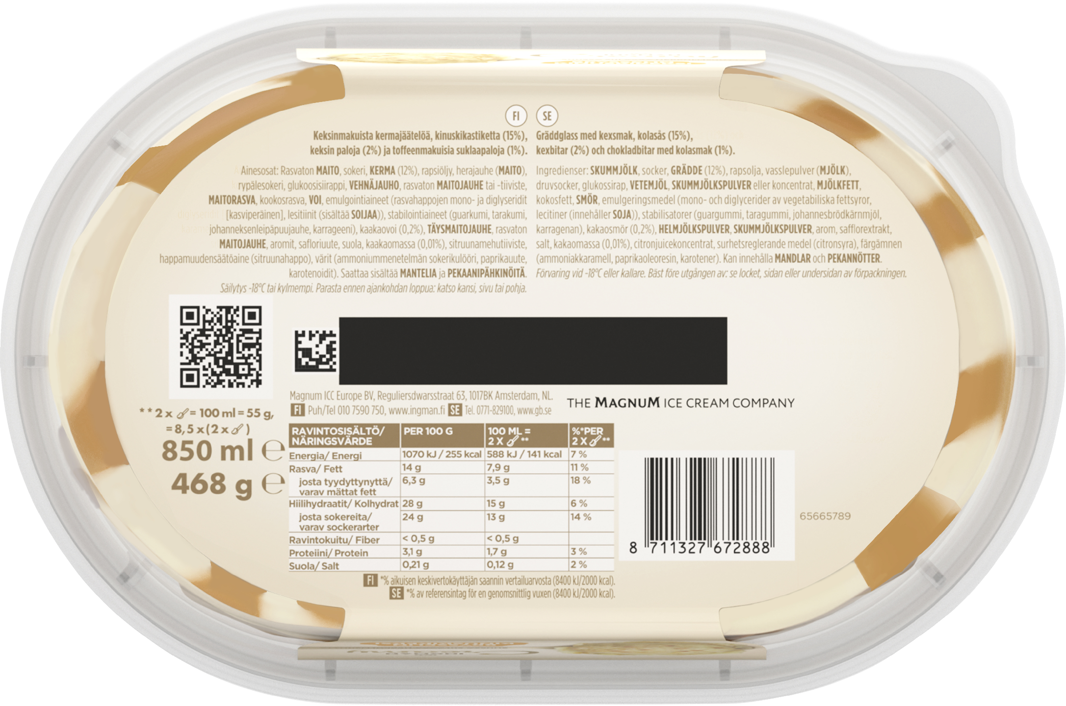 Ingman Creamy Brussel Caramel Cookie Jäätelö 850ml/473g