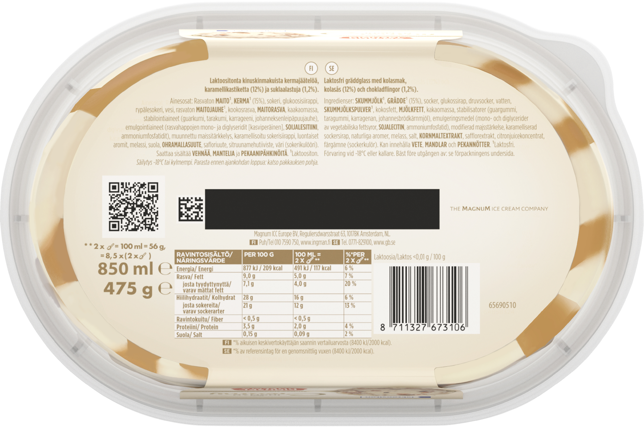 Ingman Creamy kinuskiunelma 850 ml laktoositon