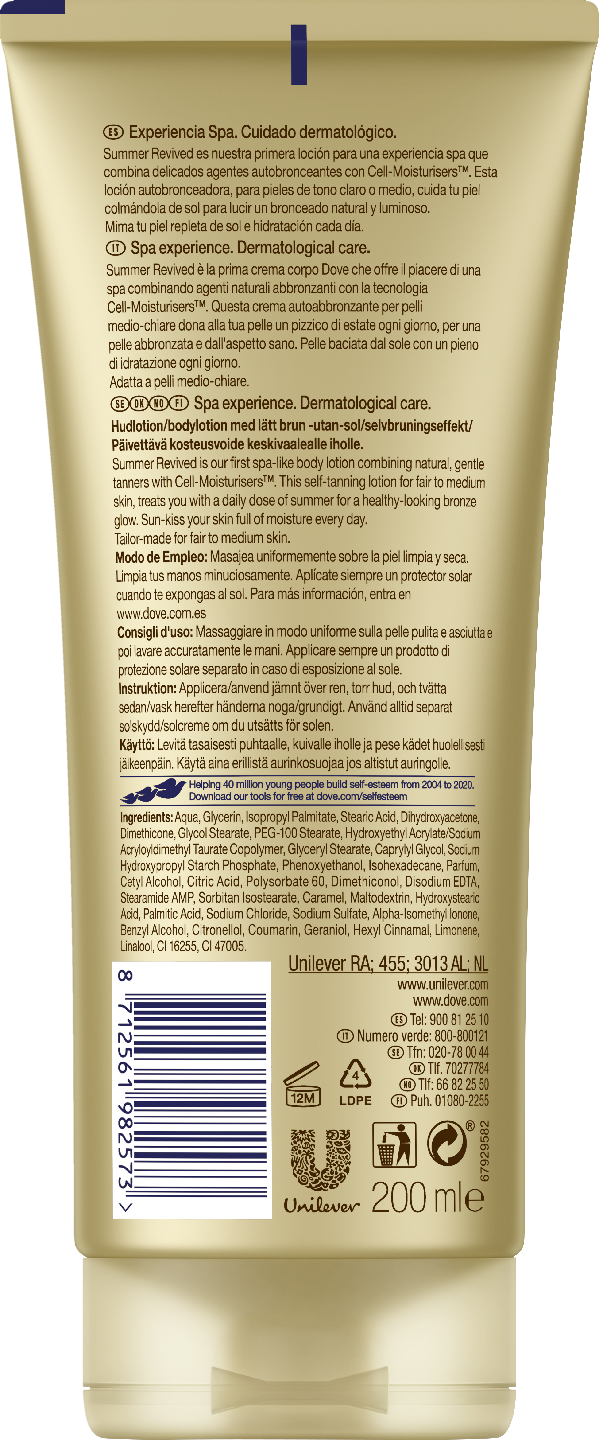 Dove DermaSpa vartalovoide 200ml Summer Revive Fair