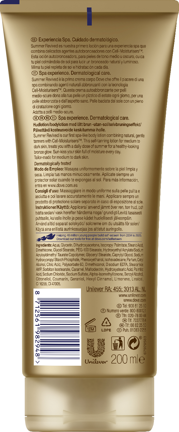 Dove DermaSpa vartalovoide 200ml Summer Revive Dark