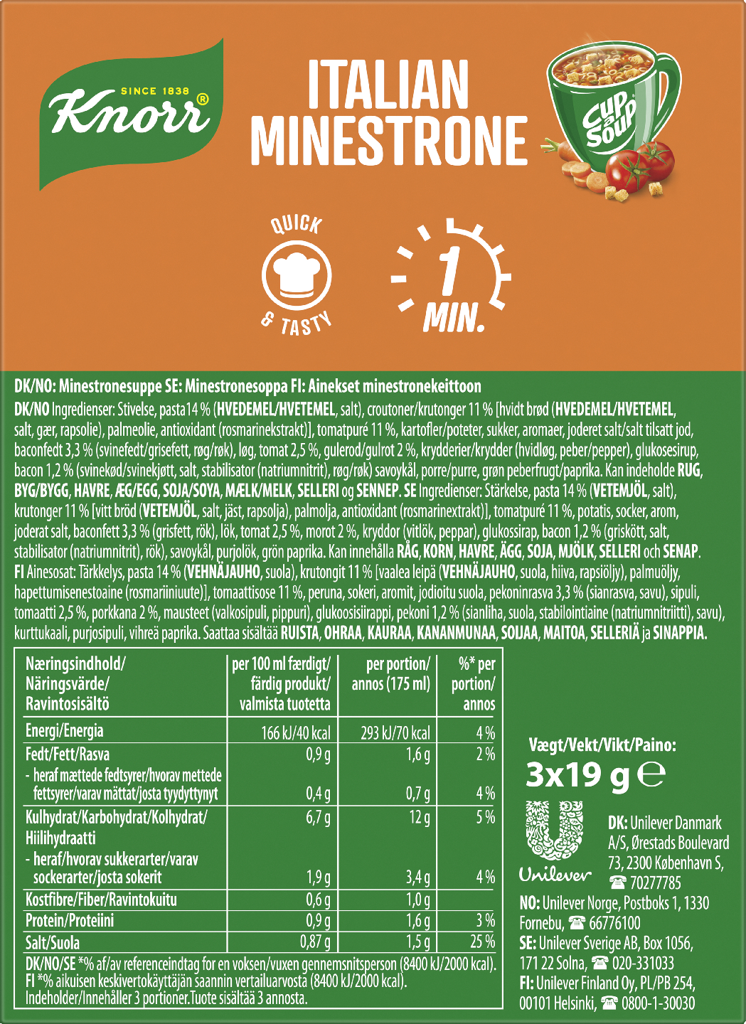Knorr Cup a Soup Minestronekeitto 3x19g