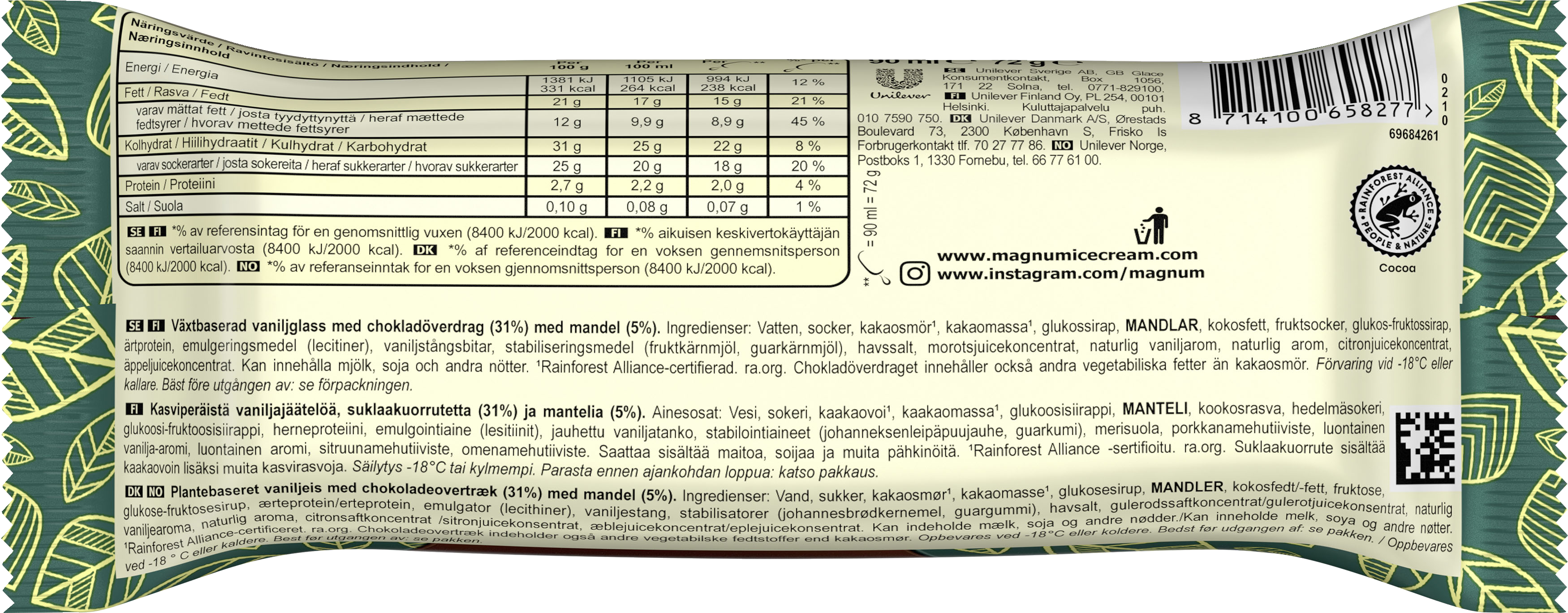 Magnum Vegan 72g Almond puikko