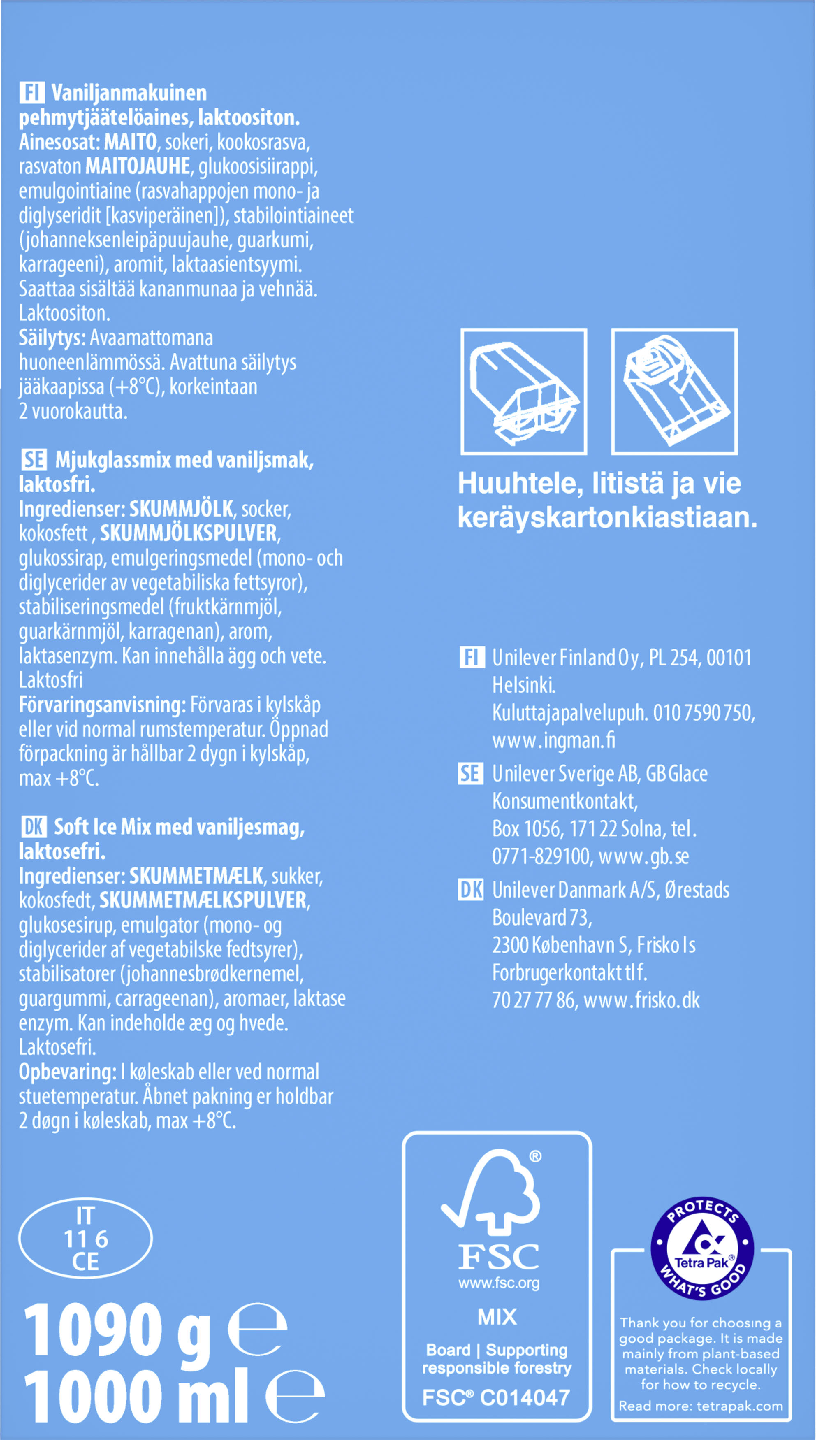 Ingman Softis vanilja 1l laktoositon