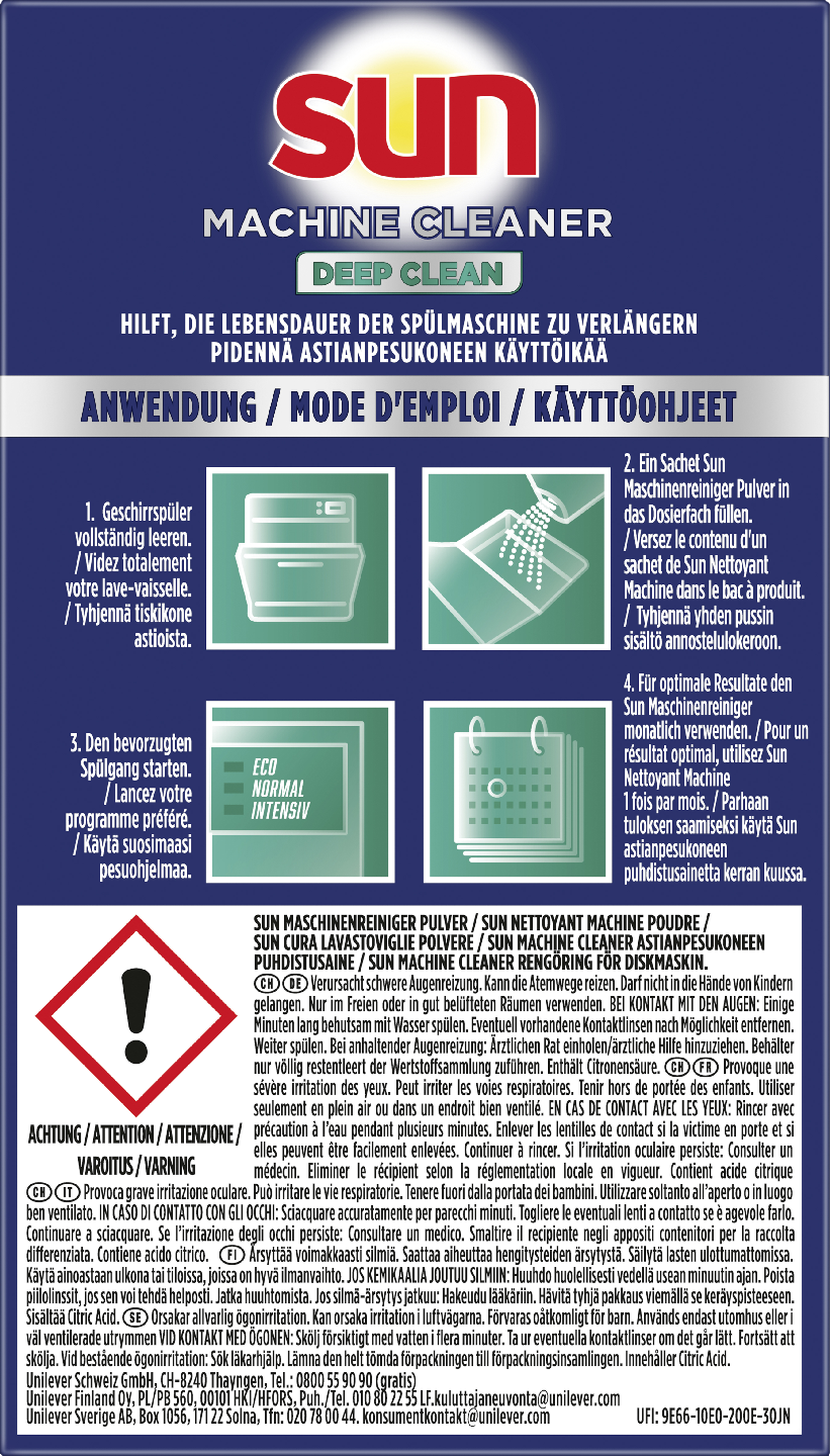 Sun astianpesukoneen puhdistusaine 3x40g