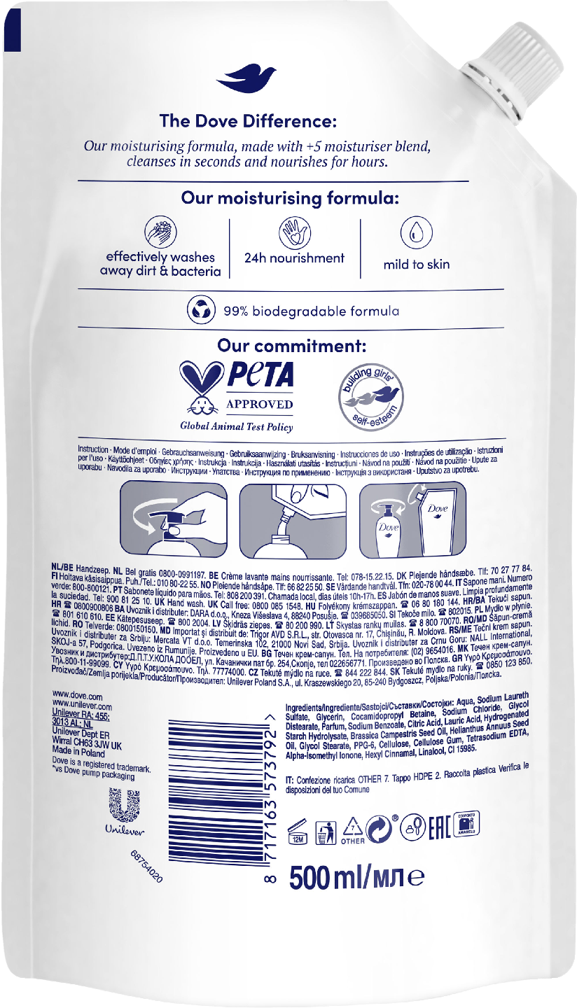 Dove saippuatäyttöpussi 500ml Nourishing Silk